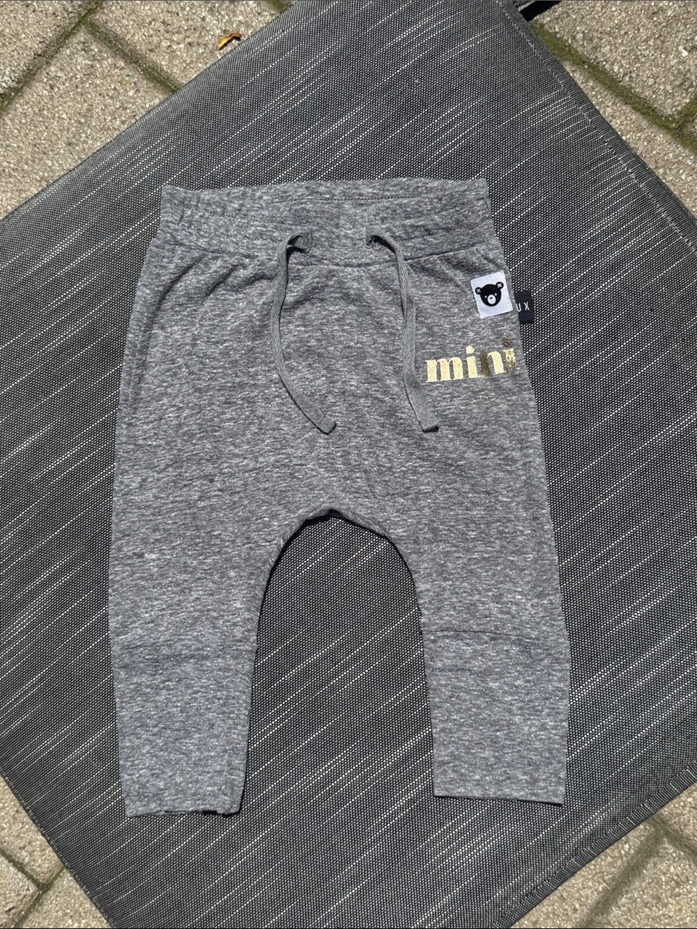 Huxbaby Mini Bear Gray Kids Drawstring Joggers